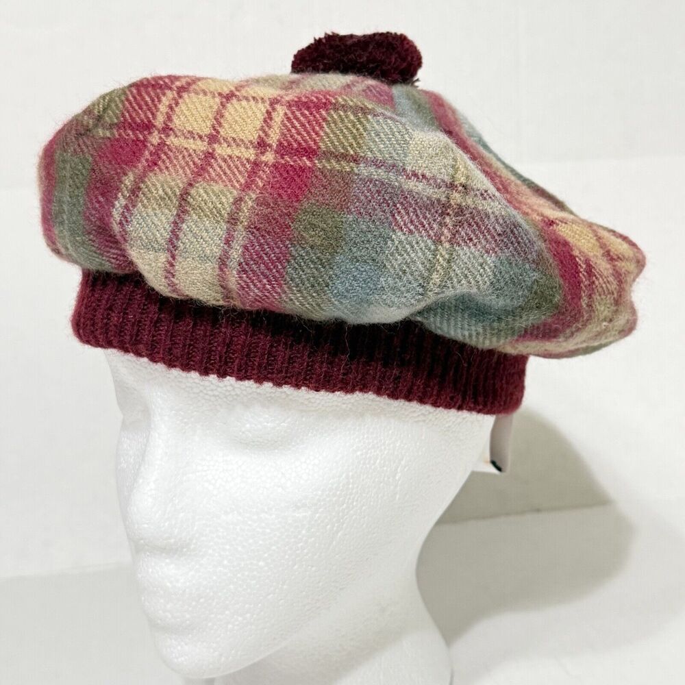 Scottish Highlander By Lochcarron Stewart Modern Tartan Wool Tam Hat NWT
